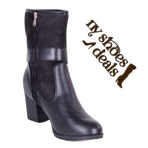 Women's 10" Faux Leather Heel Boots w/ Suede